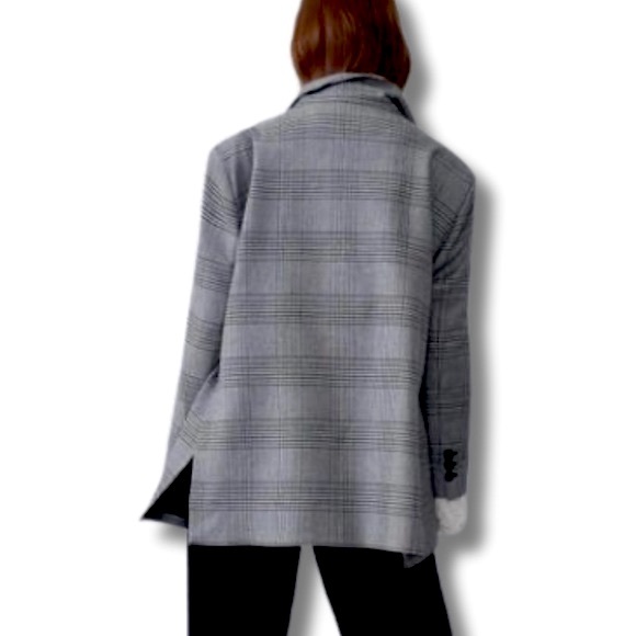 Zara Oversized Plaid Pinstripe Blazer XS - Picture 7 of 11